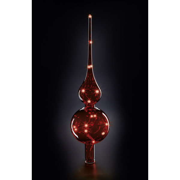 Krinner 76032 Weihnachtsbaumspitze Warmweiß LED Rot Mundgeblasenes Glas, mit Schalter