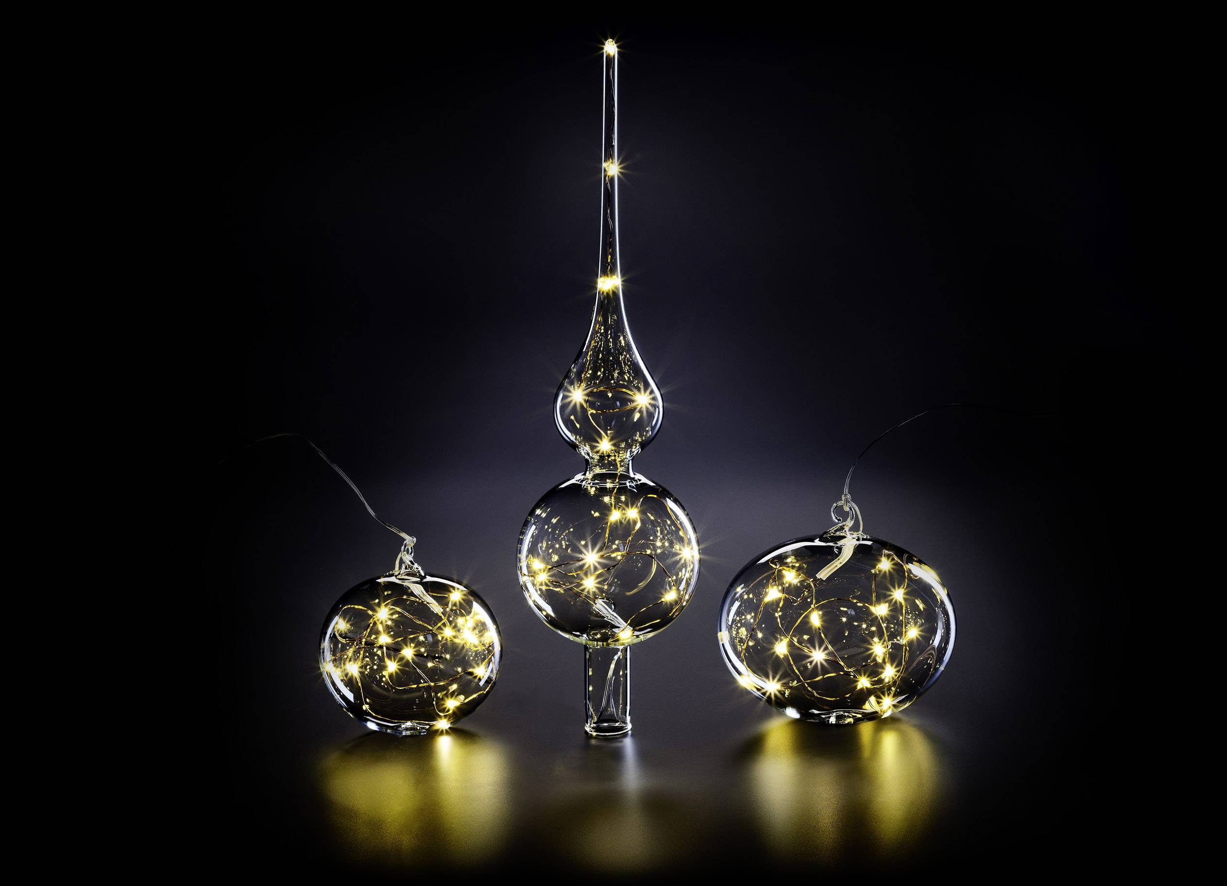 Krinner 76032 Weihnachtsbaumspitze Warmweiß LED Rot Mundgeblasenes Glas, mit Schalter