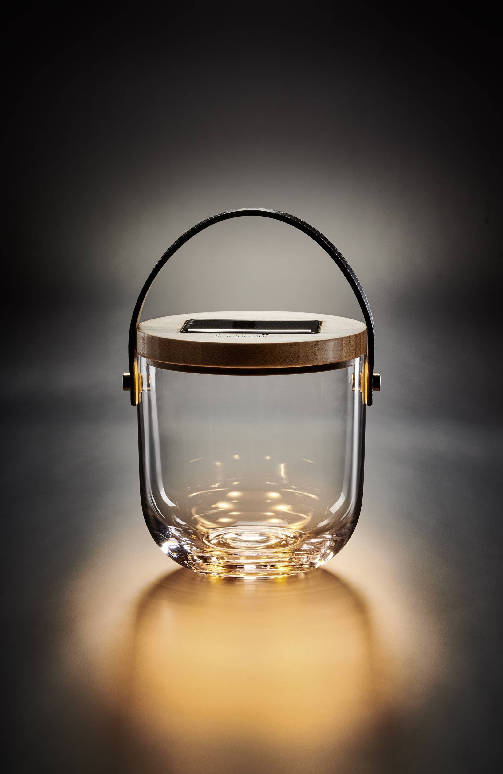 Krinner Deco Glass "Basic" 22500 Dekoleuchte LED Warmweiß Klar, Bambus, Schwarz