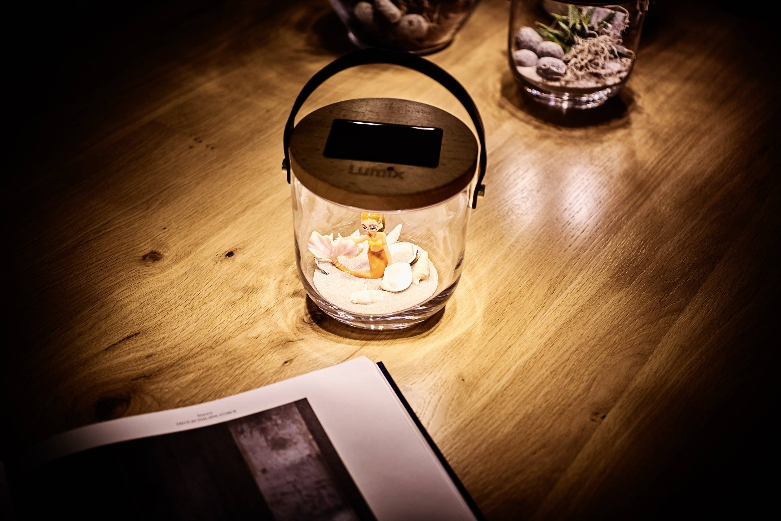 Krinner Deco Glass "Basic" 22500 Dekoleuchte LED Warmweiß Klar, Bambus, Schwarz