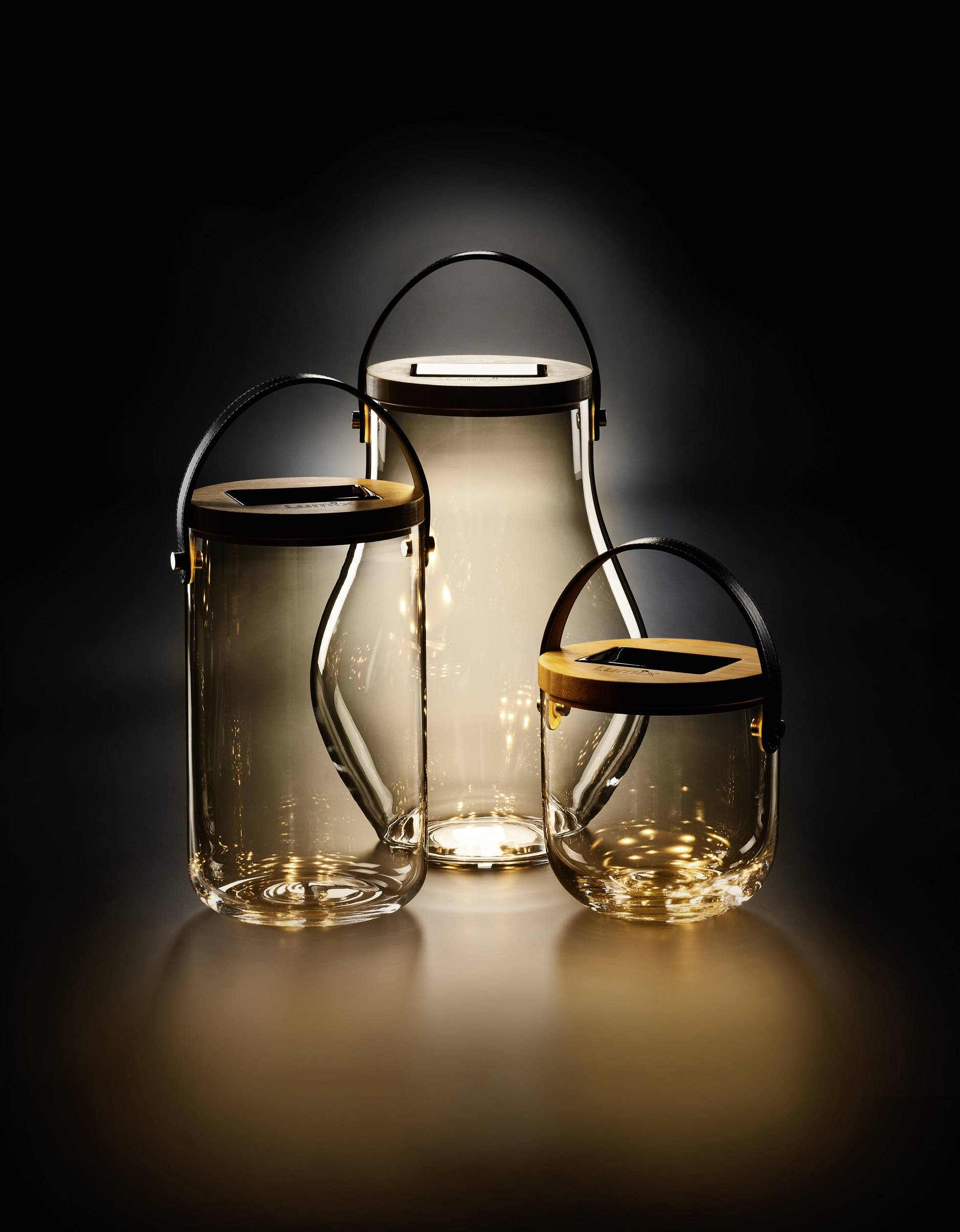 Krinner Deco Glass "Basic" 22500 Dekoleuchte LED Warmweiß Klar, Bambus, Schwarz