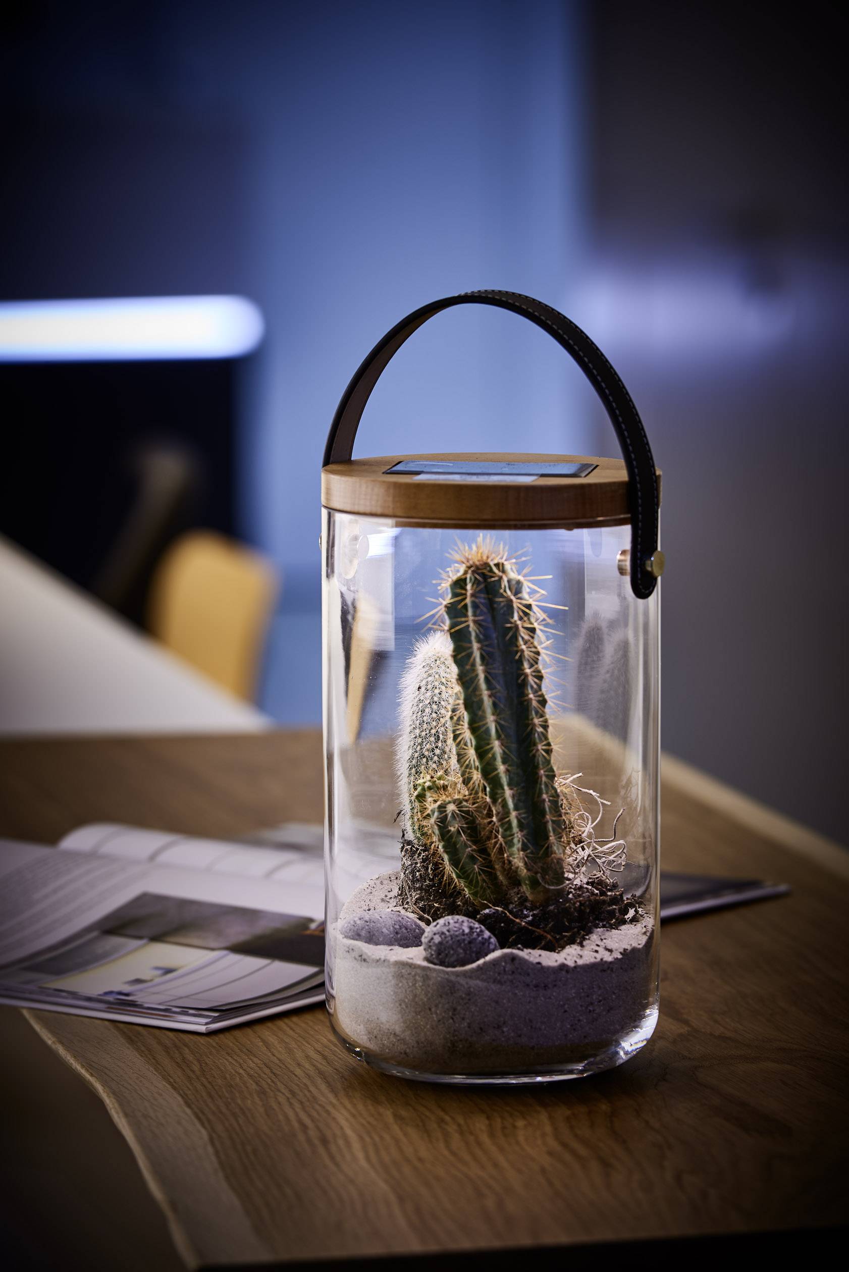 Krinner Deco Glass "Long" 22510 Dekoleuchte LED Warmweiß Klar, Bambus, Schwarz