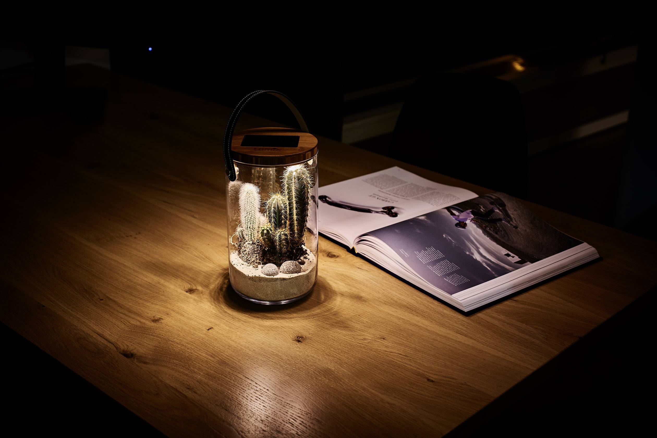 Krinner Deco Glass "Long" 22510 Dekoleuchte LED Warmweiß Klar, Bambus, Schwarz