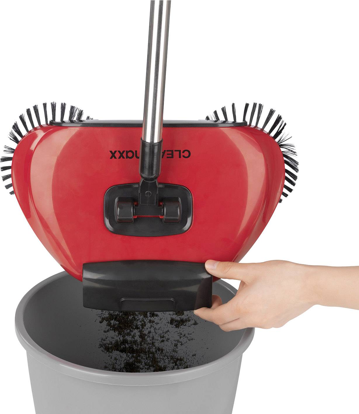 CleanMaxx 02126 Bodenkehrer mit 3 Bürsten rot