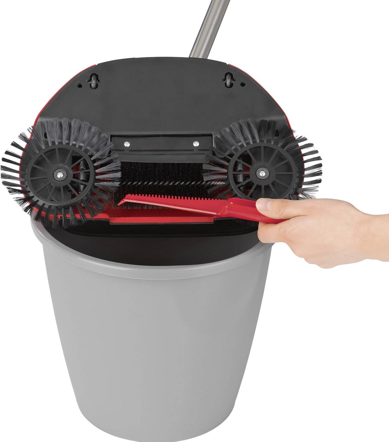 CleanMaxx 02126 Bodenkehrer mit 3 Bürsten rot