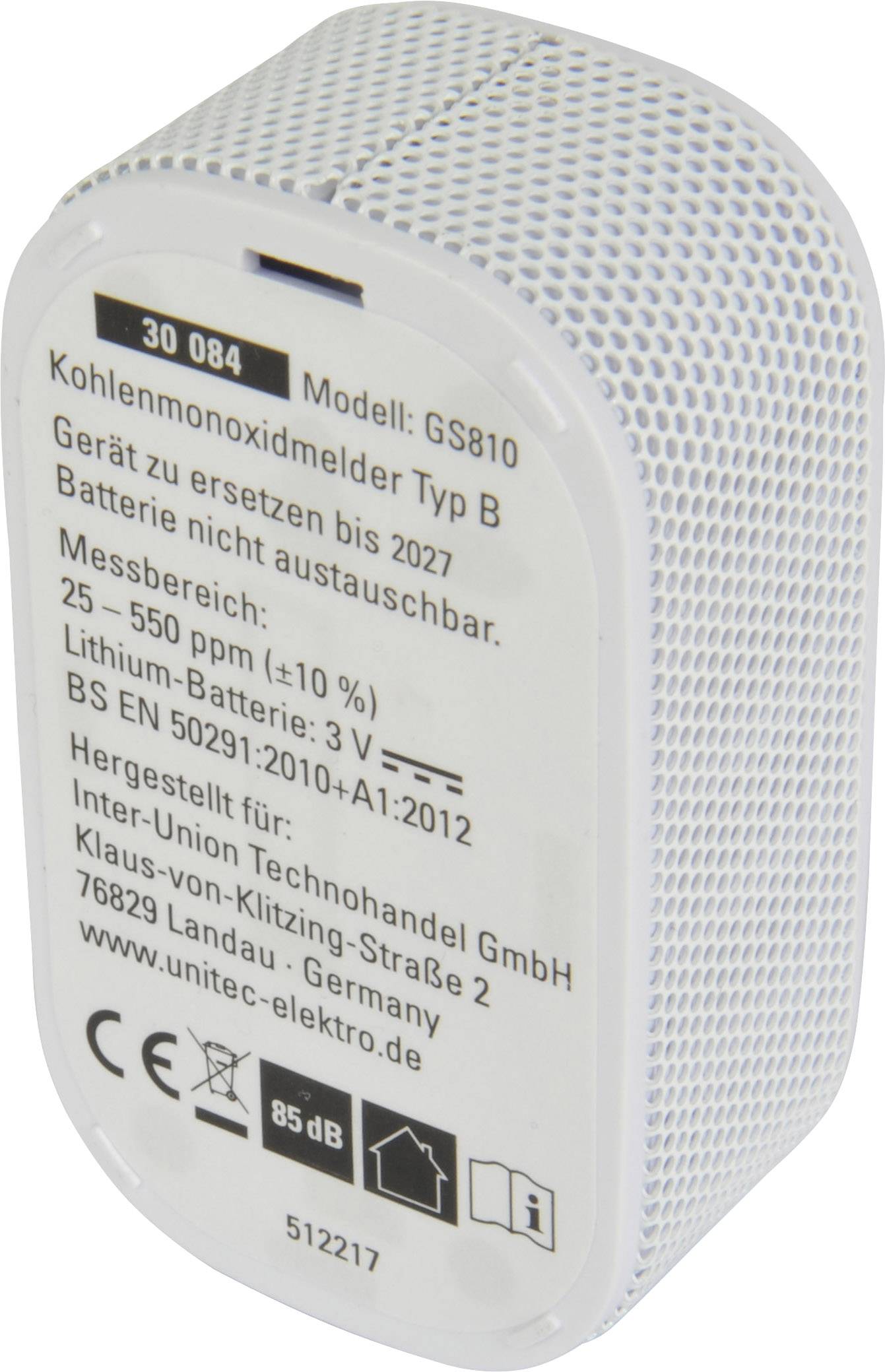 Unitec Kohlenmonoxid-Melder inkl. 10 Jahres-Batterie batteriebetrieben detektiert Kohlenmonoxid