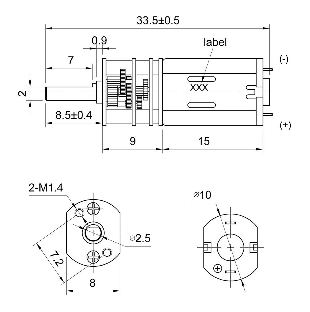 Sol Expert 96443 Micro-Getriebemotor G 250 geflanscht, Metallzahnräder 1:250 6 - 100 U/min