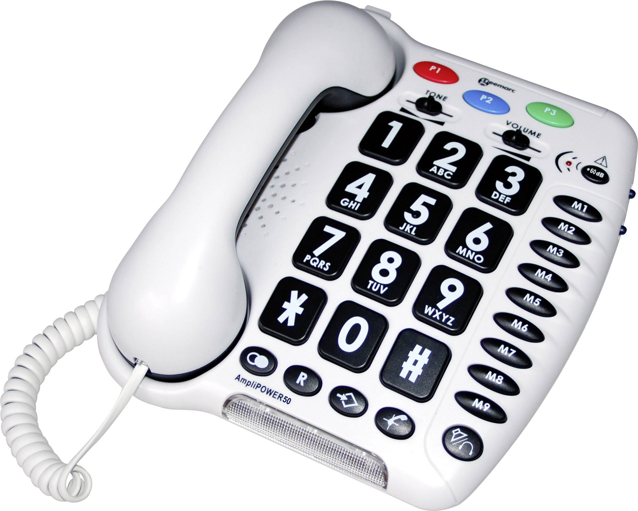 Geemarc AMPLIPOWER 50 Schnurgebundenes Seniorentelefon Weiß