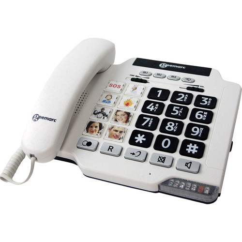 Geemarc PHOTOPHONE 100 Téléphone filaire pour séniors touches photo blanc