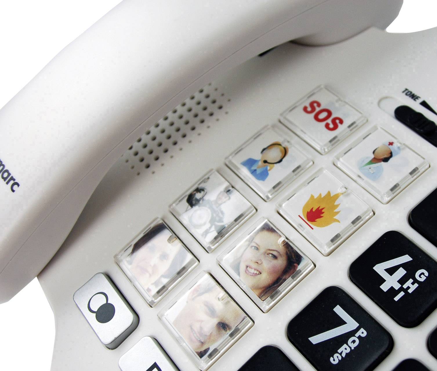 Geemarc PHOTOPHONE 100 Schnurgebundenes Seniorentelefon Foto-Tasten Weiß