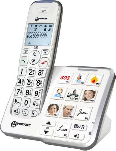 Geemarc AMPLIDECT 295 PHOTO Schnurloses Seniorentelefon Anrufbeantworter, Foto-Tasten Beleuchtetes D