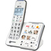 Geemarc AMPLIDECT 295 PHOTO Schnurloses Seniorentelefon Anrufbeantworter, Foto-Tasten Beleuchtetes Display Weiß