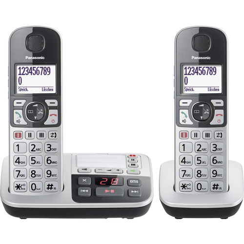 Panasonic KX-TGE522GS Téléphone sans fil pour séniors répondeur téléphonique écran éclairé argent-noir