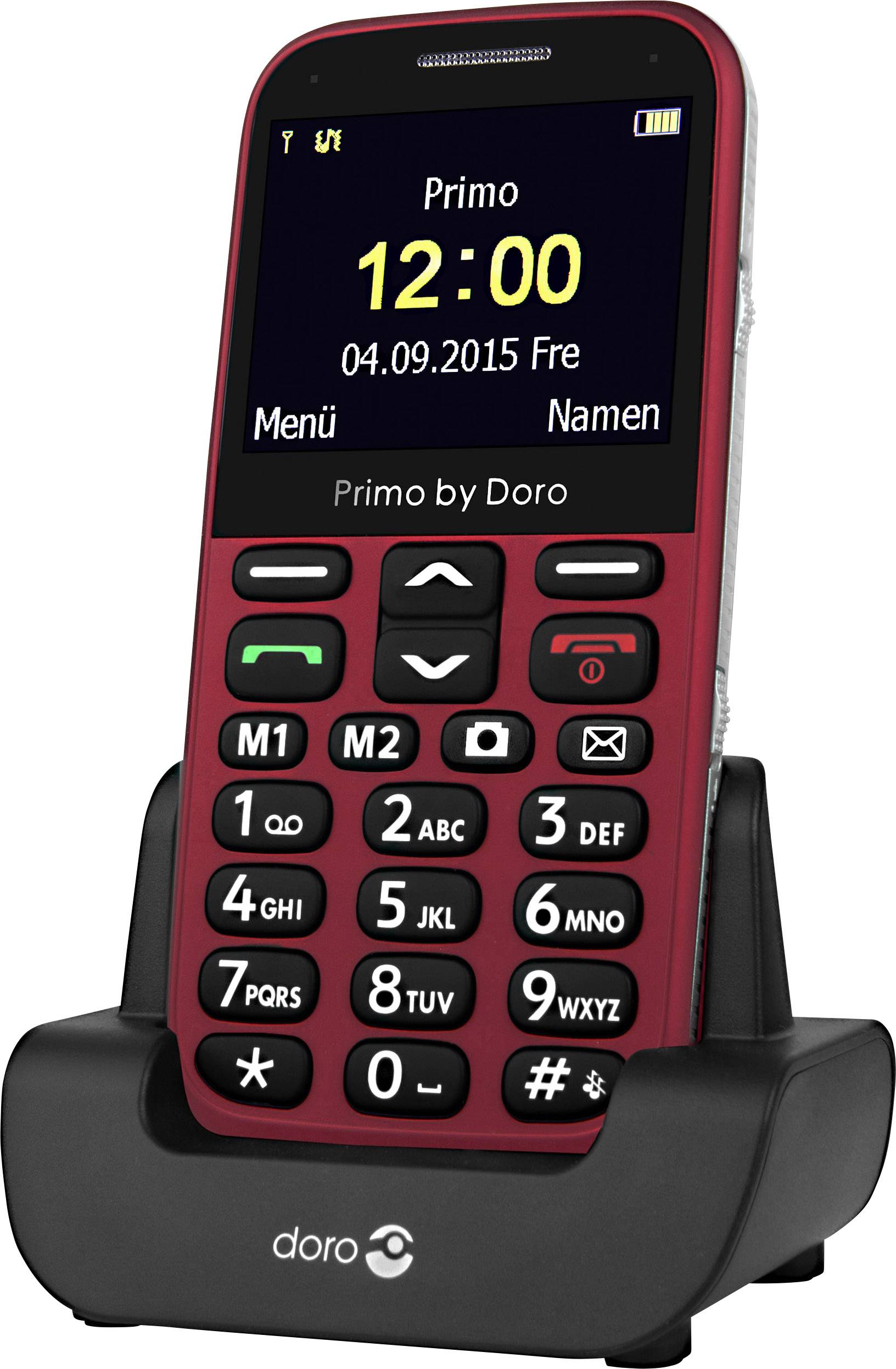 Doro 366 Senioren-Handy mit Ladestation, SOS Taste Rot