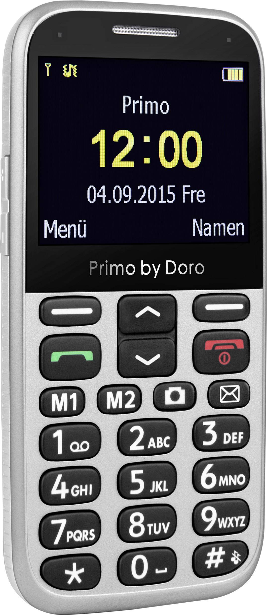 Doro 366 Senioren-Handy mit Ladestation, SOS Taste Silber