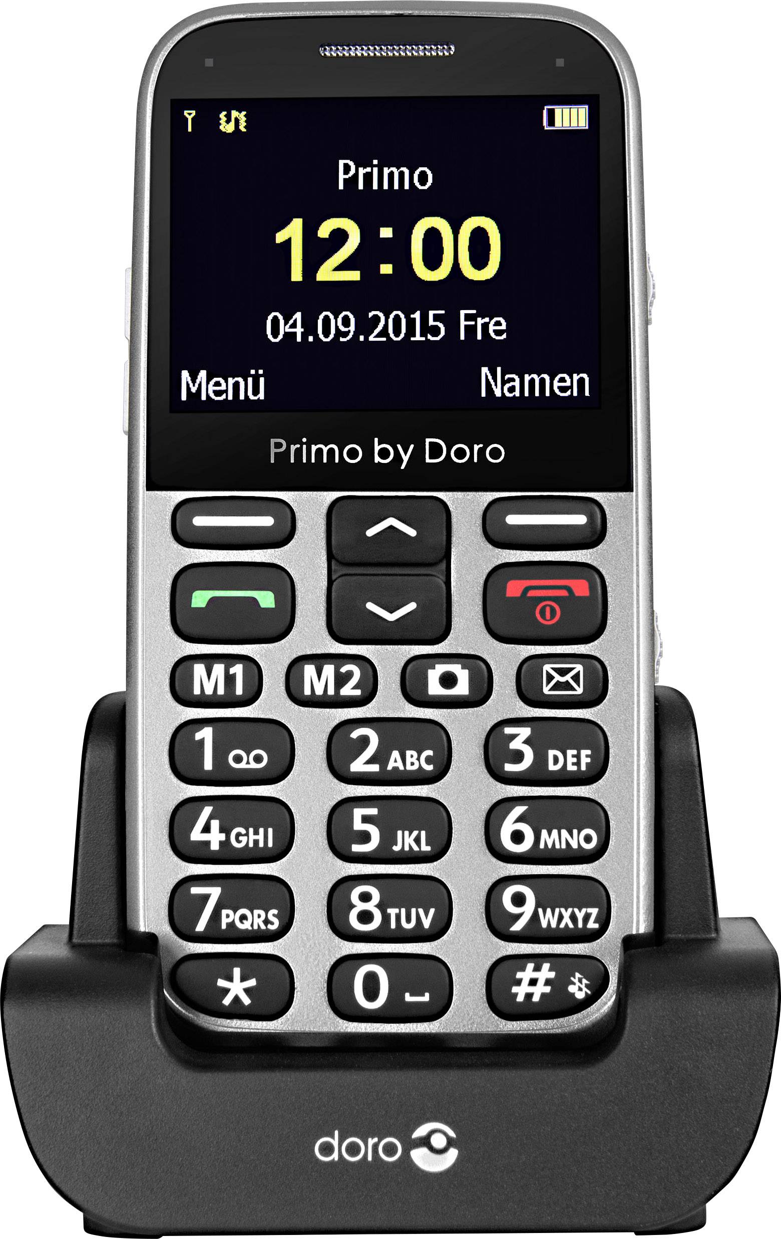 Doro 366 Senioren-Handy mit Ladestation, SOS Taste Silber