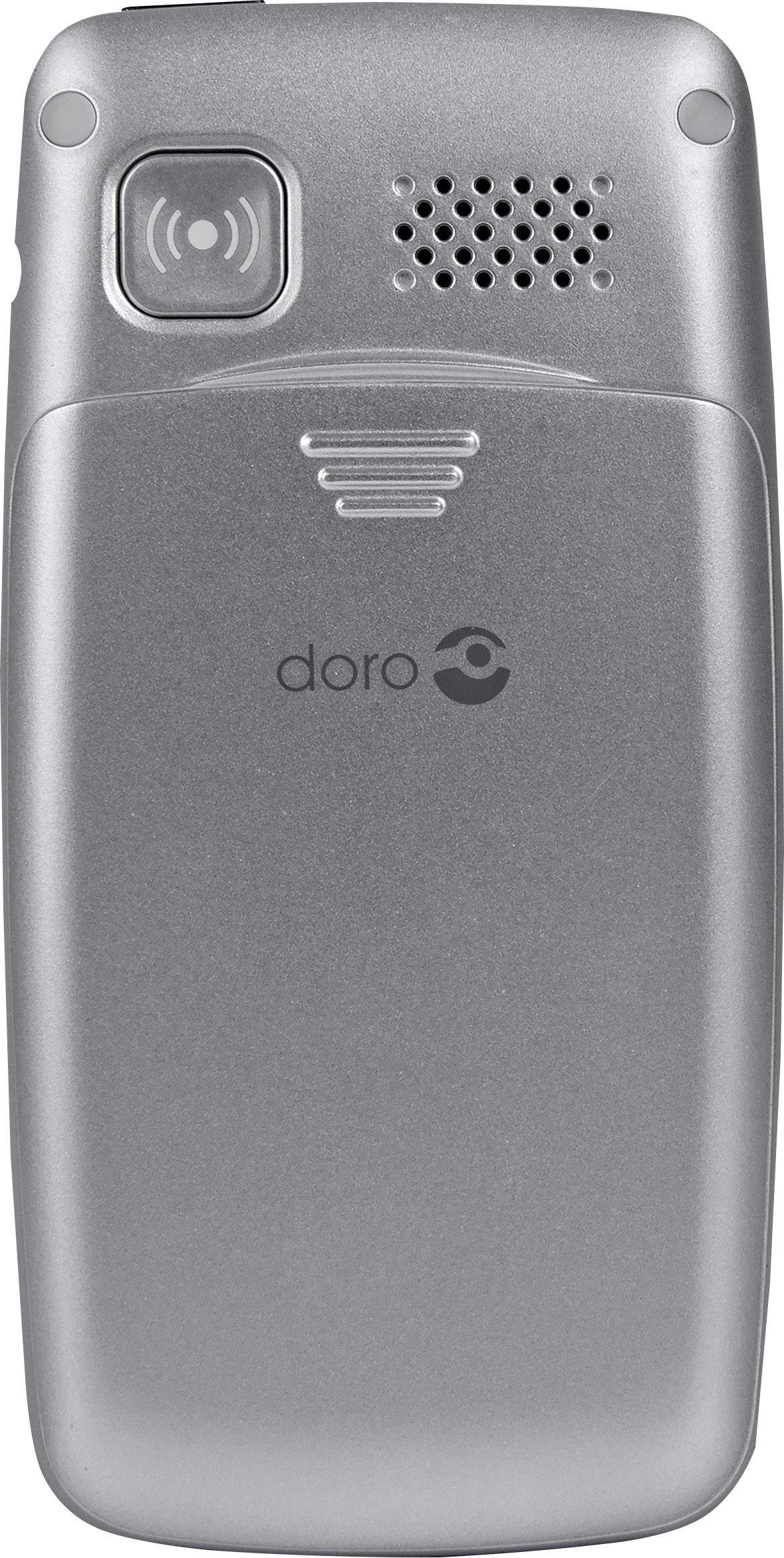doro 406 Senioren-Klapp-Handy mit Ladestation, SOS Taste Schwarz, Silber