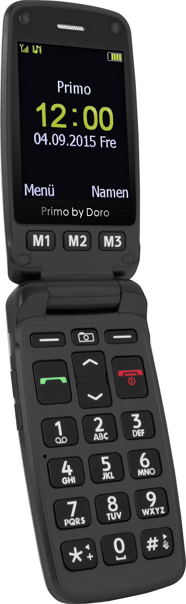 doro 406 Senioren-Klapp-Handy mit Ladestation, SOS Taste Schwarz, Silber