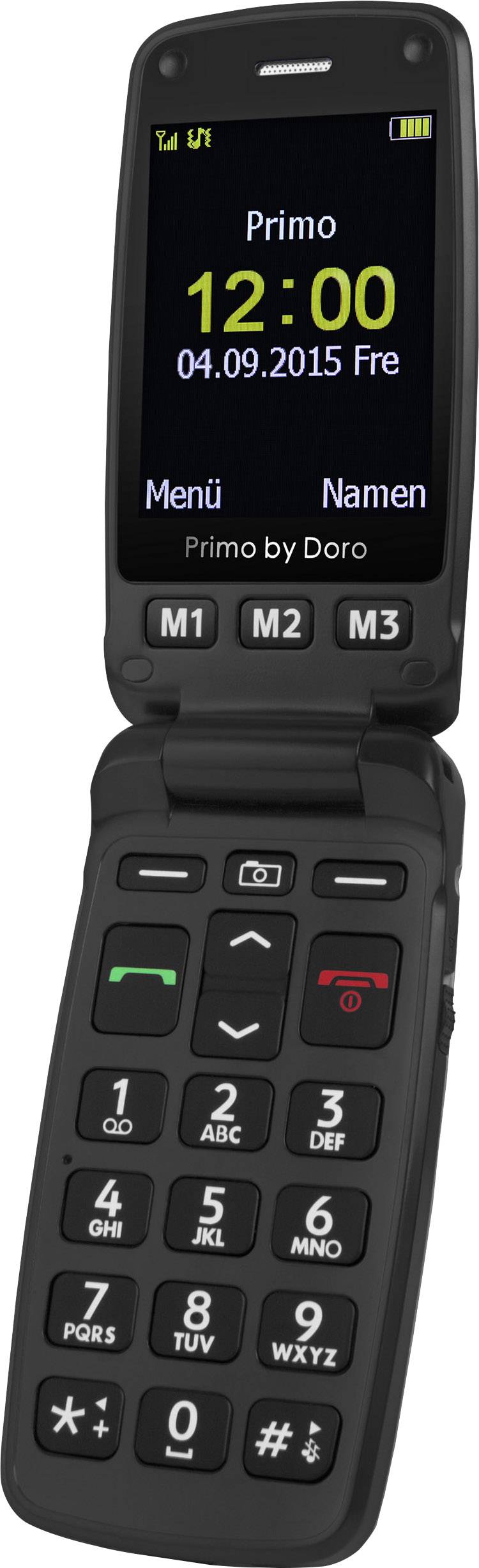 doro 406 Senioren-Klapp-Handy mit Ladestation, SOS Taste Schwarz, Silber