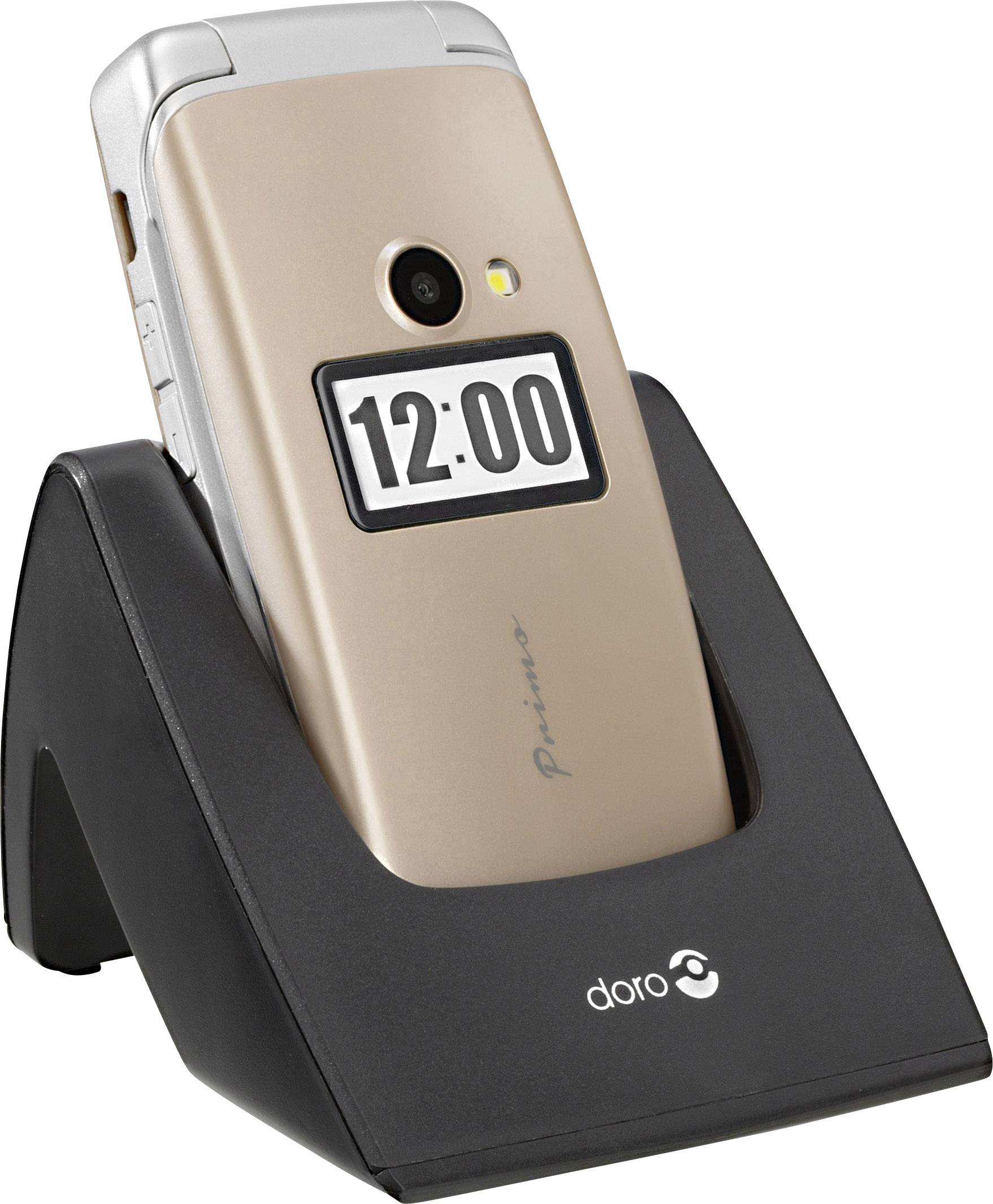 Doro 413 Senioren-Klapp-Handy mit Ladestation, SOS Taste Gold