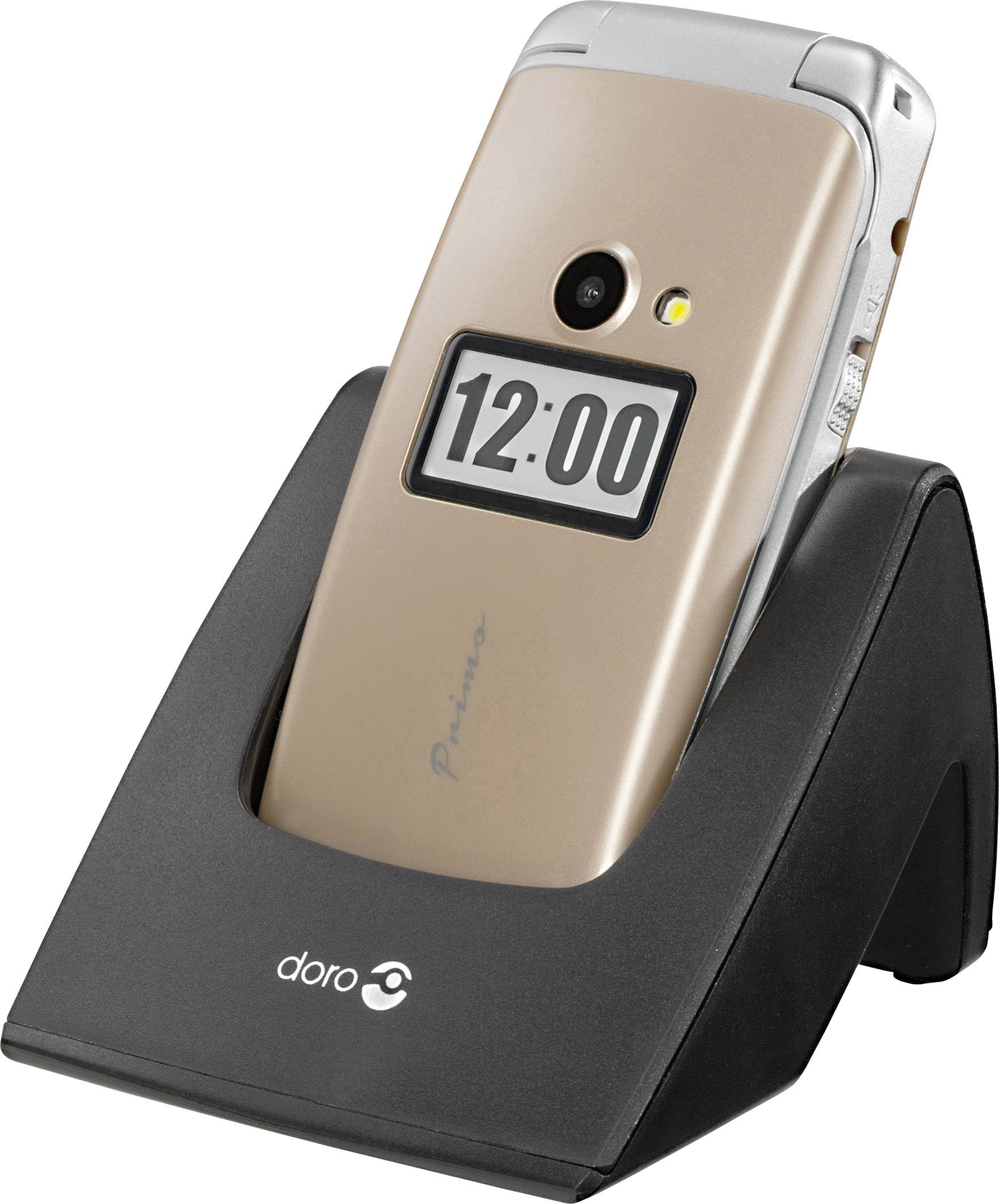Doro 413 Senioren-Klapp-Handy mit Ladestation, SOS Taste Gold