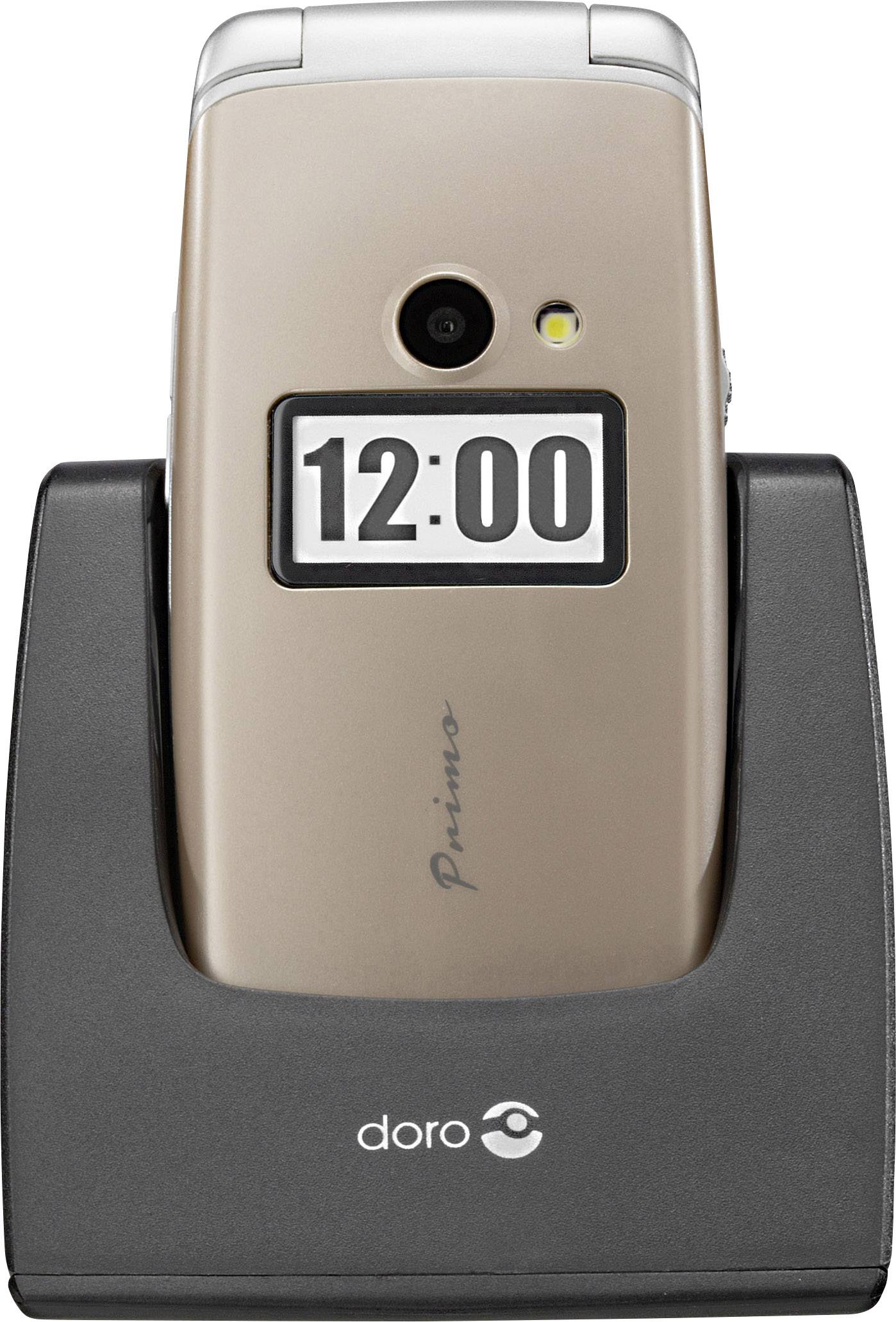 Doro 413 Senioren-Klapp-Handy mit Ladestation, SOS Taste Gold