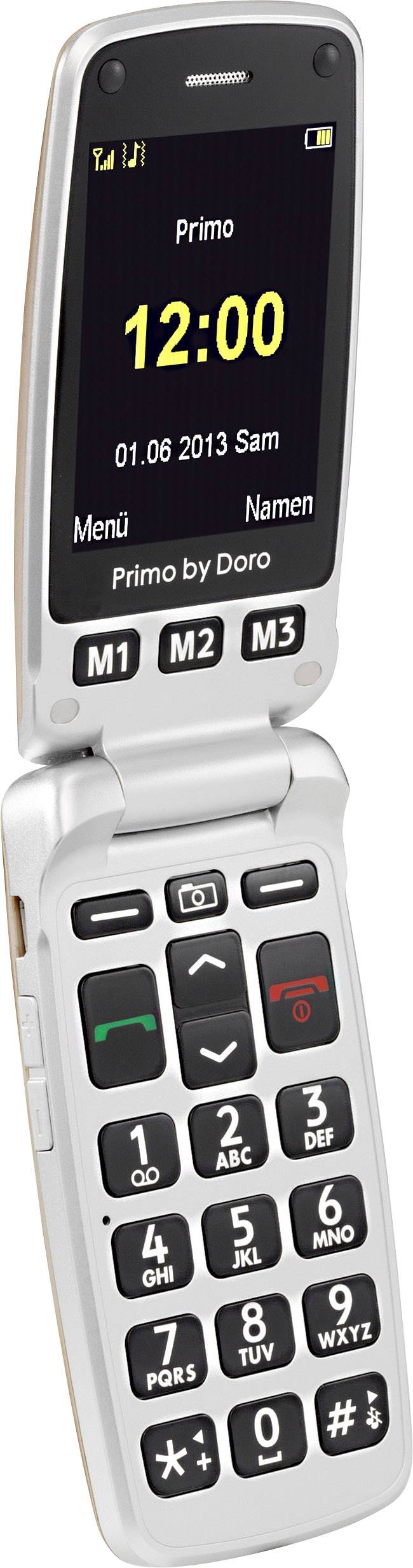 Doro 413 Senioren-Klapp-Handy mit Ladestation, SOS Taste Gold