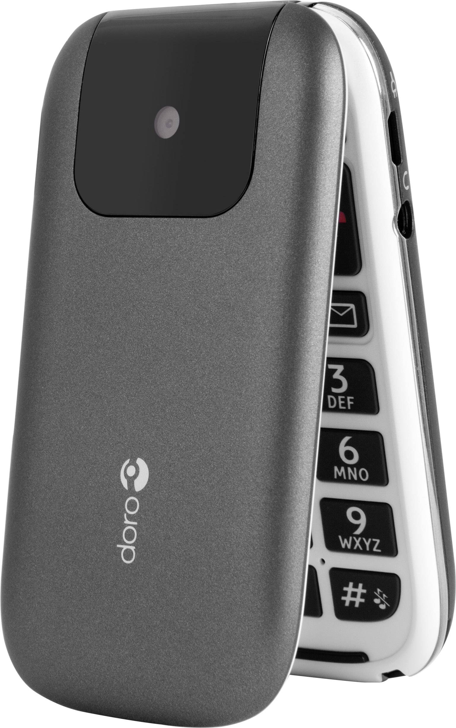 Doro PhoneEasy® 613 Senioren-Klapp-Handy mit Ladestation, SOS Taste Grau, Weiß