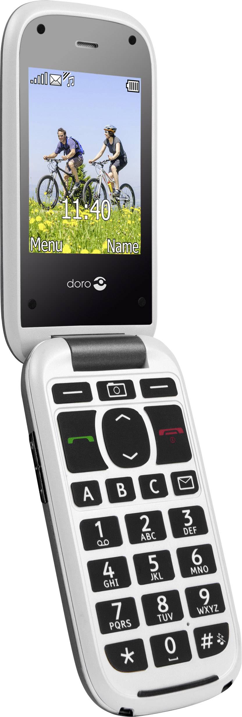 Doro PhoneEasy® 613 Senioren-Klapp-Handy mit Ladestation, SOS Taste Grau, Weiß