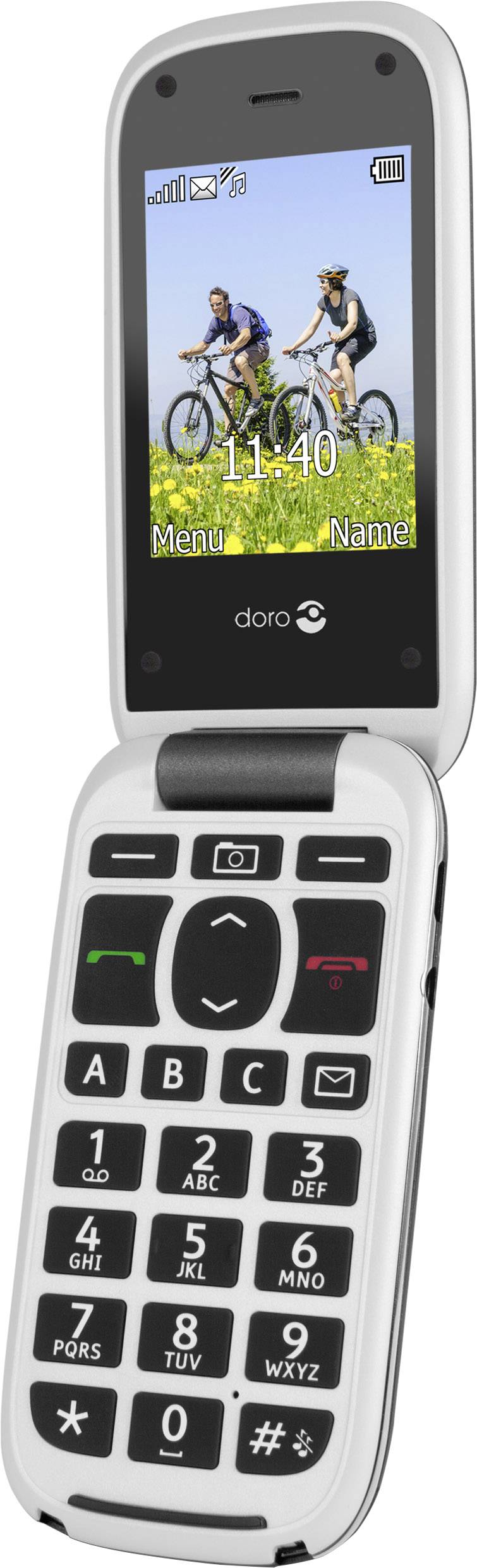 Doro PhoneEasy® 613 Senioren-Klapp-Handy mit Ladestation, SOS Taste Grau, Weiß
