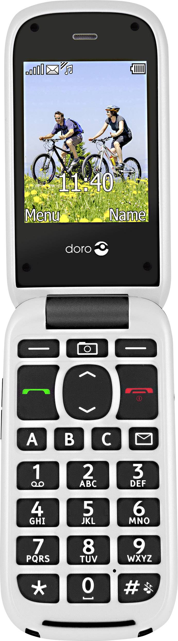 Doro PhoneEasy® 613 Senioren-Klapp-Handy mit Ladestation, SOS Taste Grau, Weiß