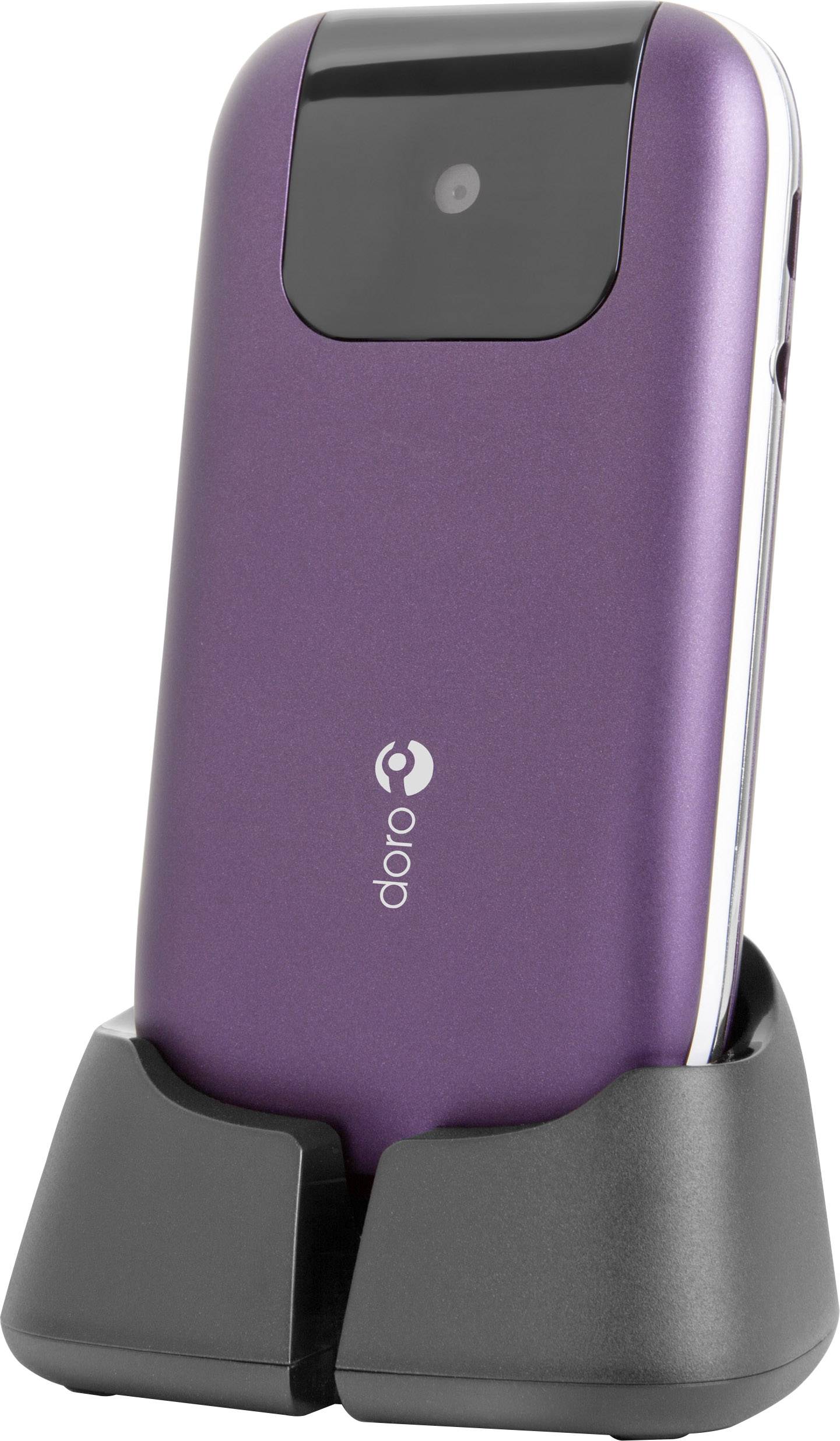 Doro PhoneEasy® 613 Senioren-Klapp-Handy mit Ladestation, SOS Taste Violett, Weiß
