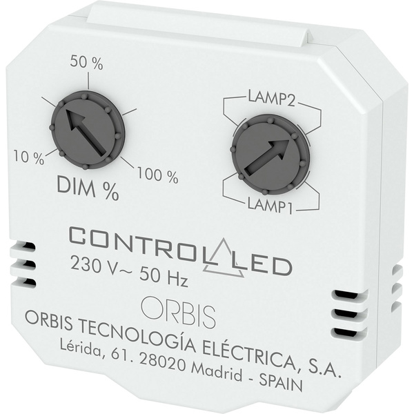 ORBIS Zeitschalttechnik OB200010 Unterputz Dimmer Geeignet für Leuchtmittel: Glühlampe, Energiesparlampe, Halogenlampe, LED-Lampe