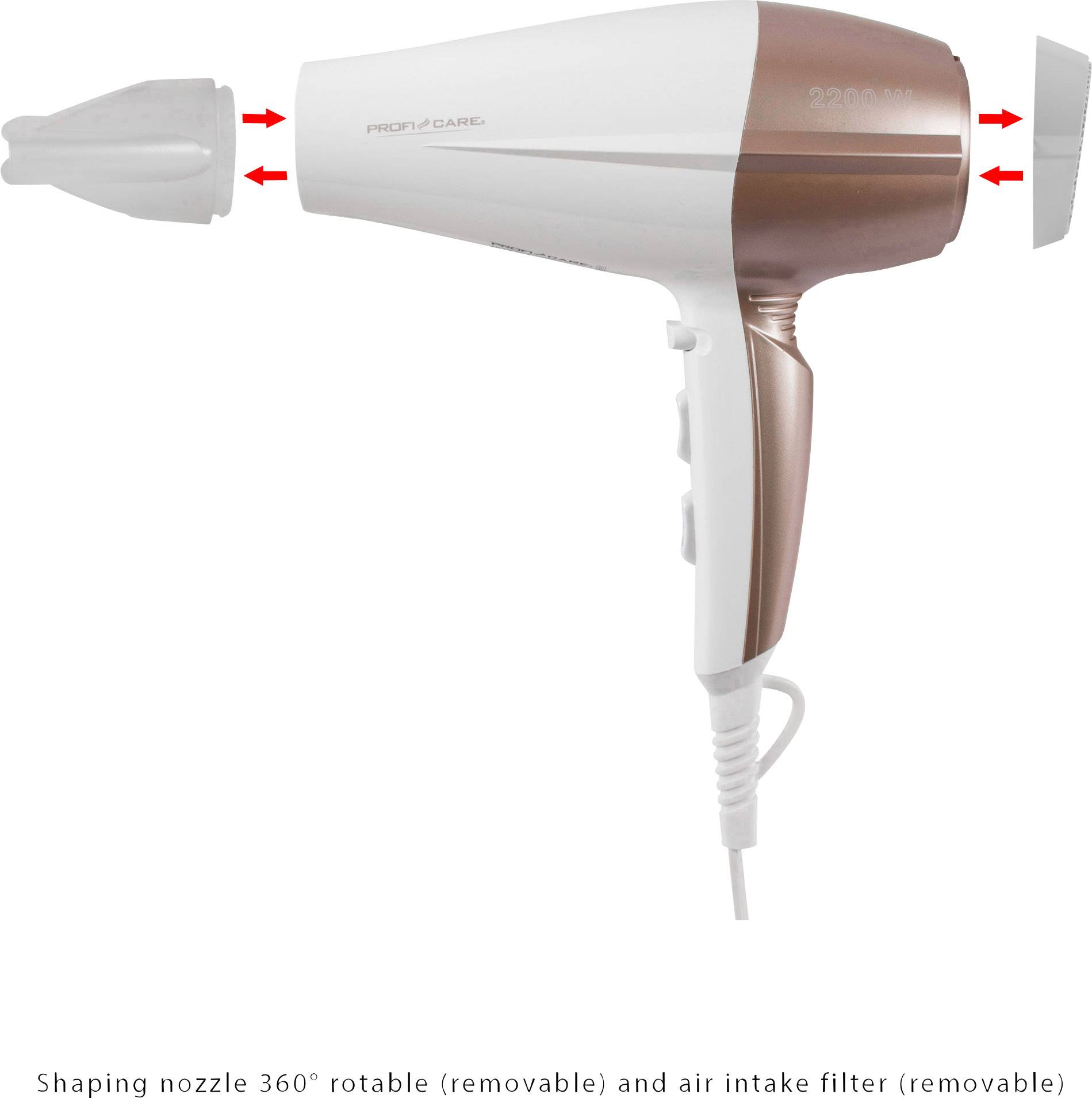 Profi-Care PC-HT 3010 Haartrockner Weiß, Champagner