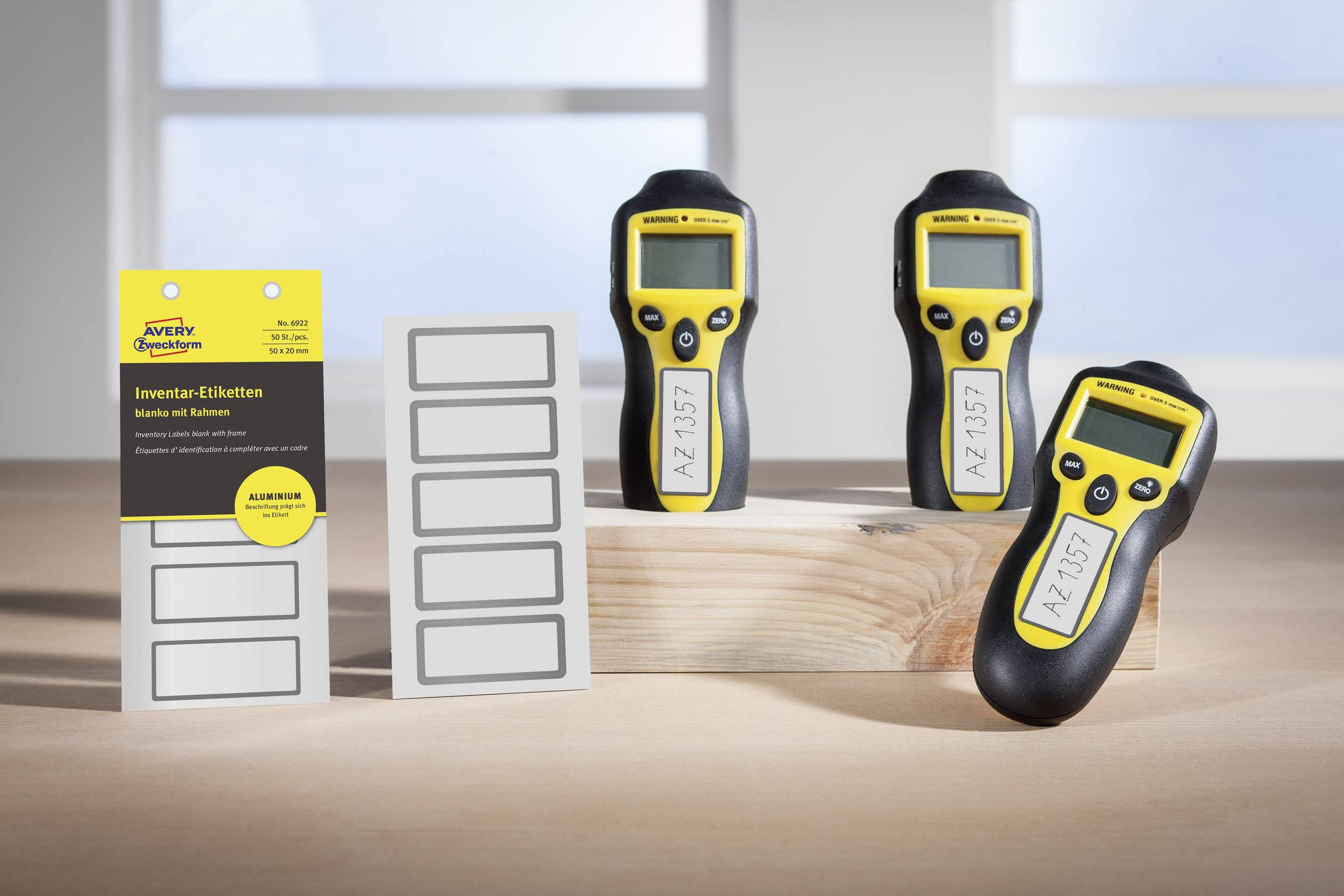 Avery-Zweckform 6922 Etiketten 50 x 20 mm Aluminium-Folie Silber, Schwarz 50 St. Permanent Inventar-Etiketten