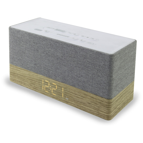 Soundmaster UR620 Radiowecker UKW AUX, Bluetooth® Akku-Ladefunktion Holz, Grau