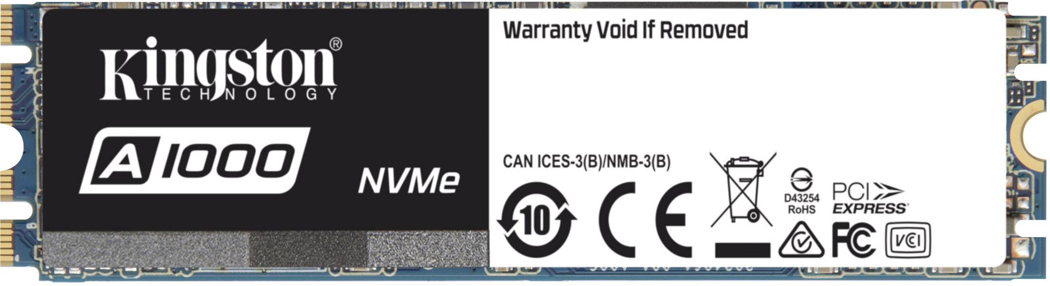 Kingston SSDNOW A1000 480 GB Interne M.2 PCIe NVMe SSD 2280 PCIe 3.0 x2 Retail SA1000M8/480G