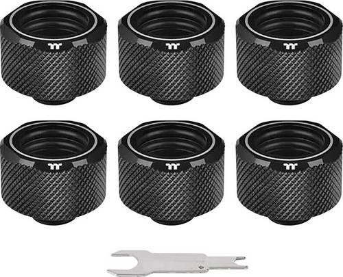 Thermaltake Pacific C-PRO G1/4 PETG Tube 16mm OD Compression – Black (6-Pack Fittings) Wasserkühlu