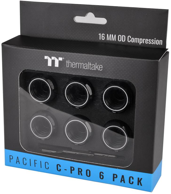 Thermaltake Pacific C-PRO G1/4 PETG Tube 16mm OD Compression – Black (6-Pack Fittings) Wasserkühlung-Fitting