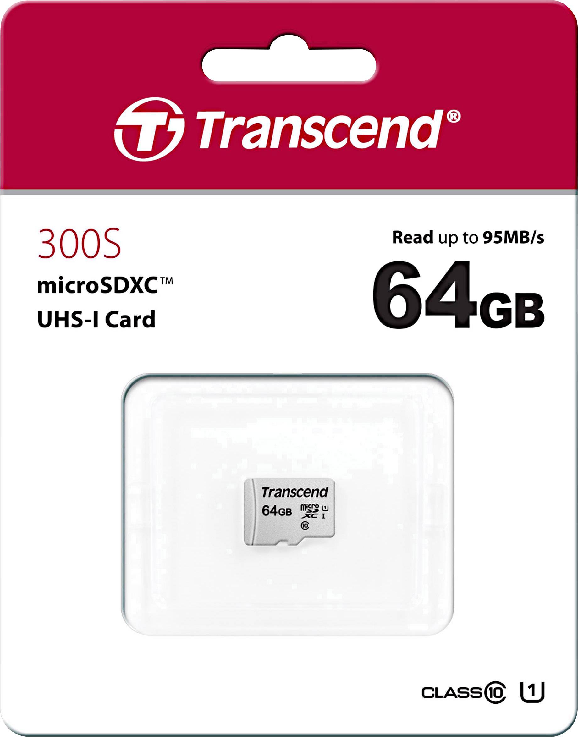 Transcend Premium 300S microSDXC-Karte 64 GB Class 10, UHS-I, UHS-Class 1