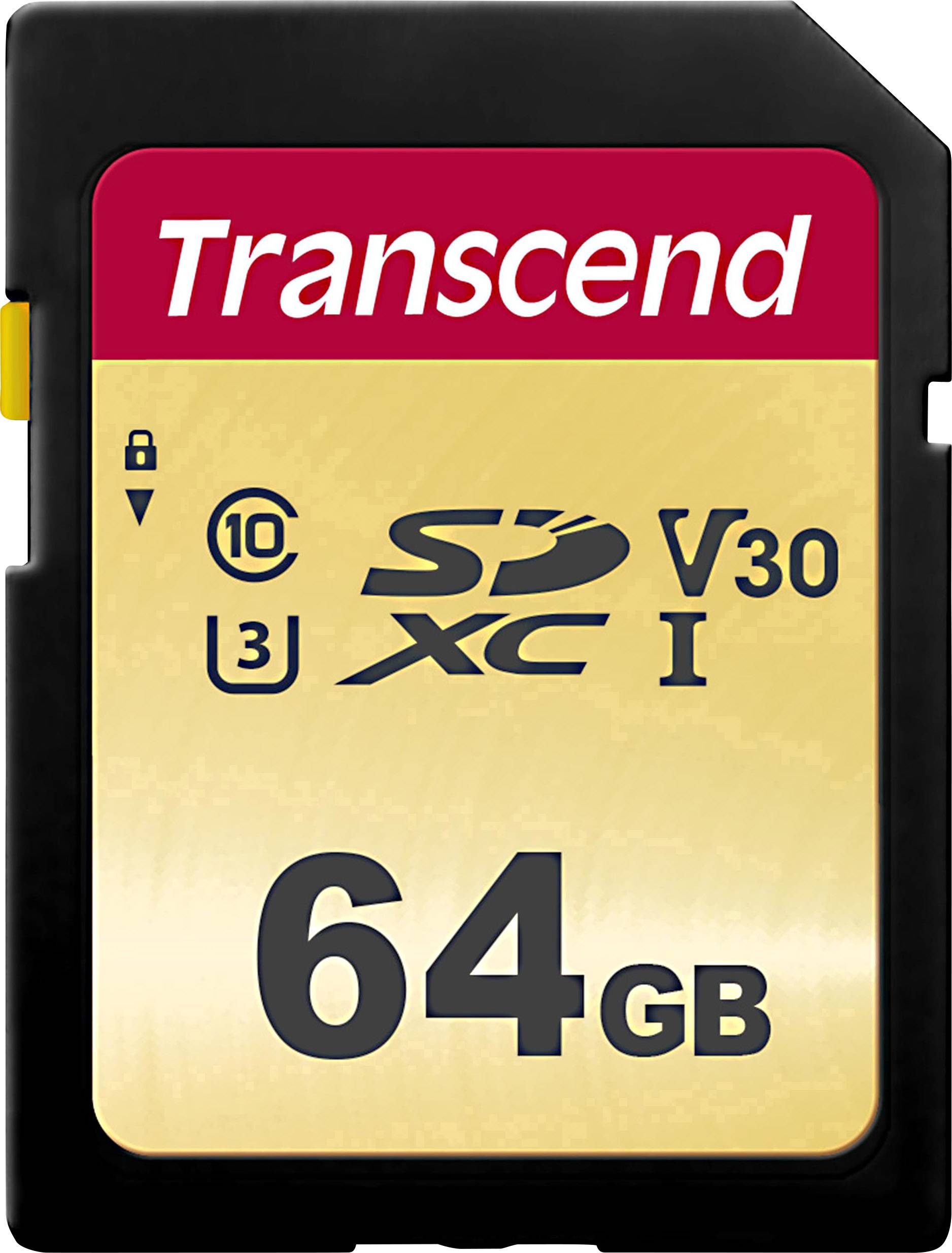 Transcend Premium 500S SDXC-Karte 64 GB Class 10, UHS-I, UHS-Class 3, v30 Video Speed Class