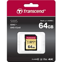 Transcend Premium 500S SDXC-Karte 64GB Class 10, UHS-I, UHS-Class 3, v30 Video Speed Class Transcend Premium 500S SDXC-Karte 64GB Class 10, UHS-I, UHS-Class 3, v30 Video Speed Class