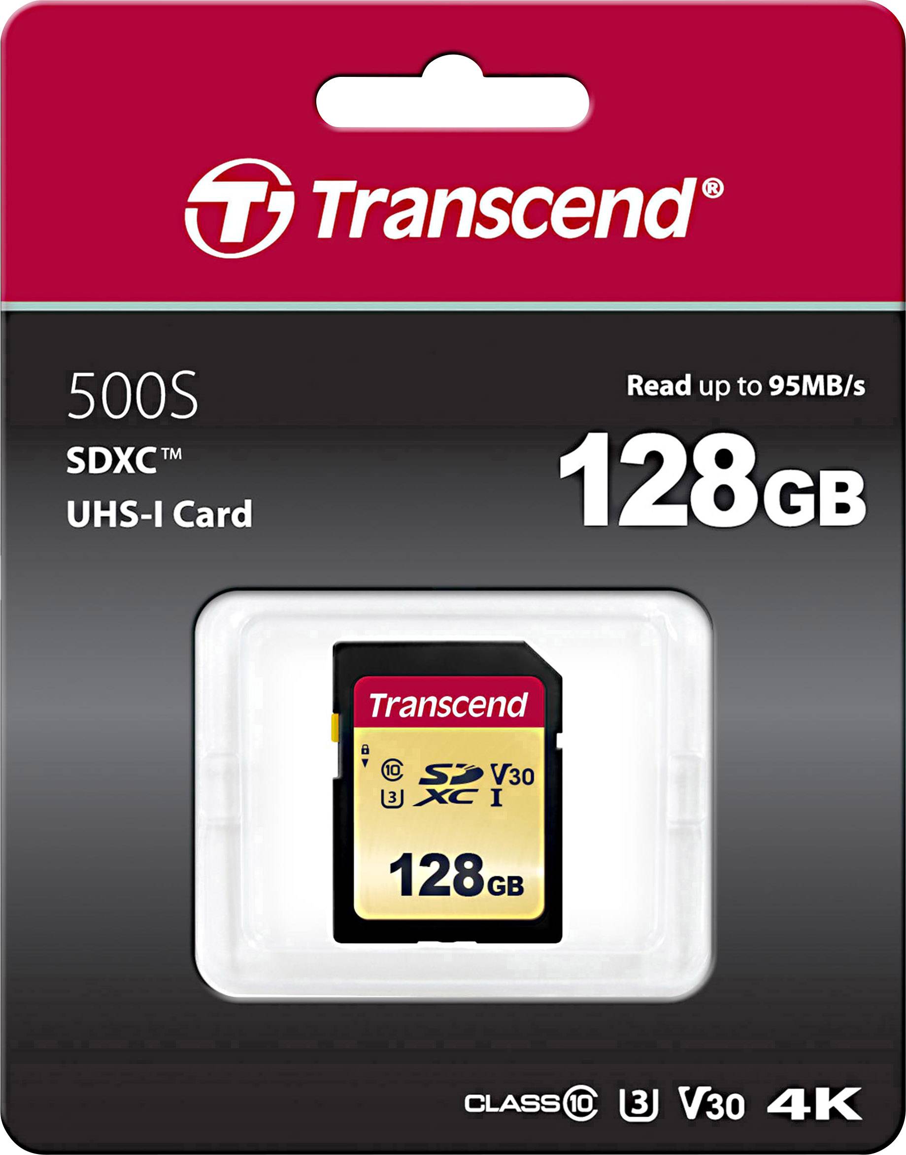 Transcend Premium 500S SDXC-Karte 128 GB Class 10, UHS-I, UHS-Class 3, v30 Video Speed Class