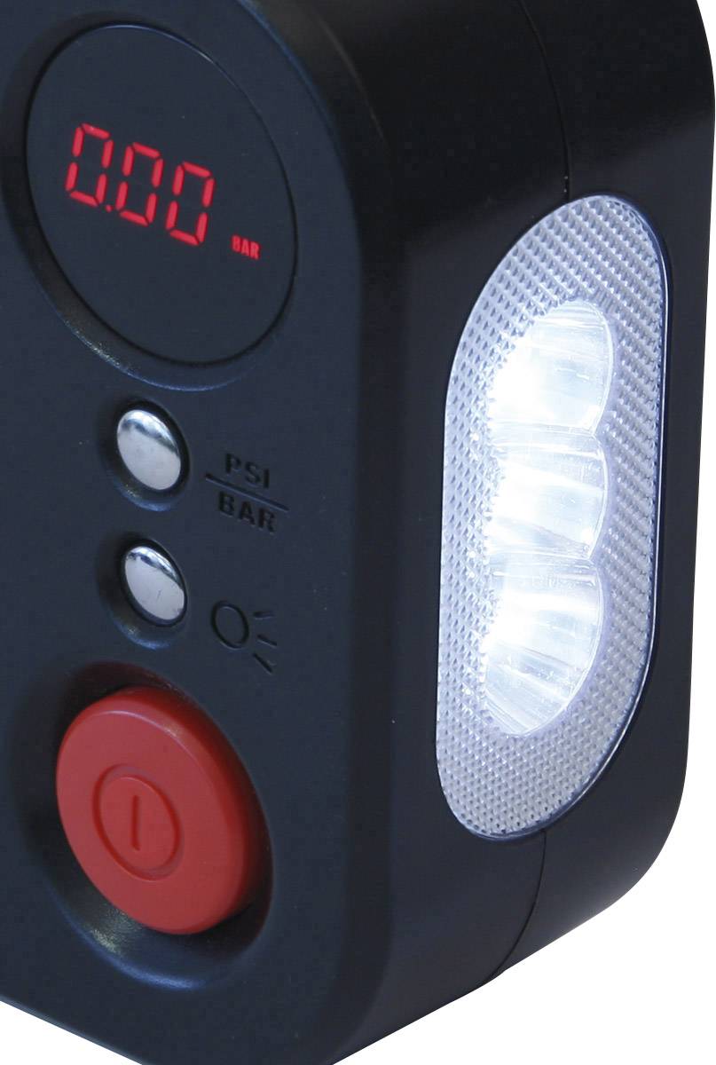 Dino KRAFTPAKET 136308 Kompressor 10.3 bar 12V Adapter zum Betrieb per Kabel, Digitales Display, Kabelfach/-aufnahme, mit