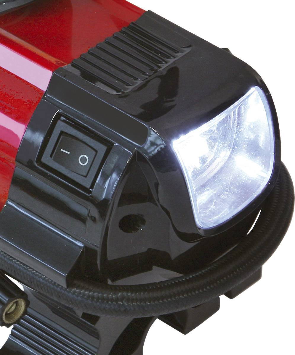 Dino KRAFTPAKET 136309 Kompressor 6.9 bar 12V Adapter zum Betrieb per Kabel, Analoges Manometer, mit Arbeitslampe