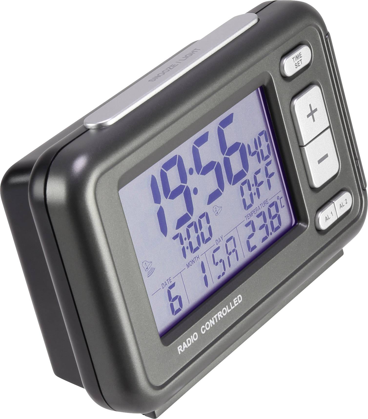 Basetech BT-1678762 Funk Wecker Schwarz Alarmzeiten 2