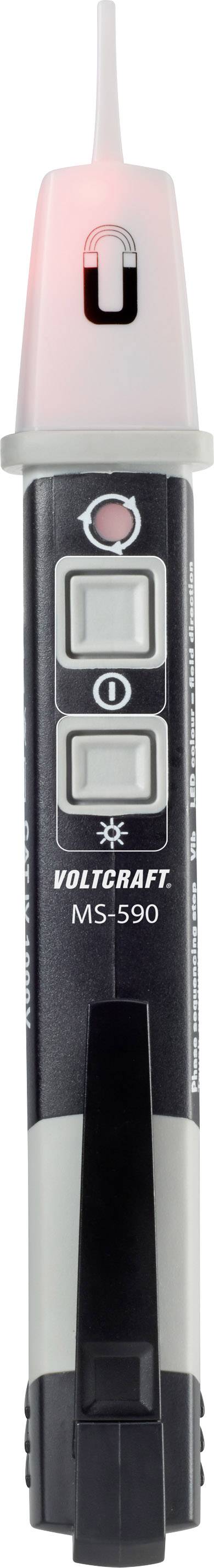 VOLTCRAFT MS-590 Berührungsloser Spannungsprüfer und Drehfeldtester CAT IV 1000 V LED, Akustik, Vib