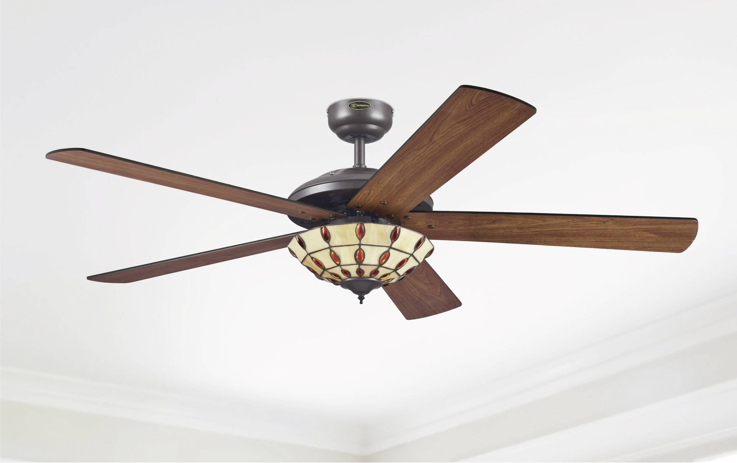 Westinghouse Comet Tiffany Deckenventilator 58W (Ø x H) 132cm x 380mm Espresso mit Beleuchtung, Wendbare Flügel, Winterbetrieb