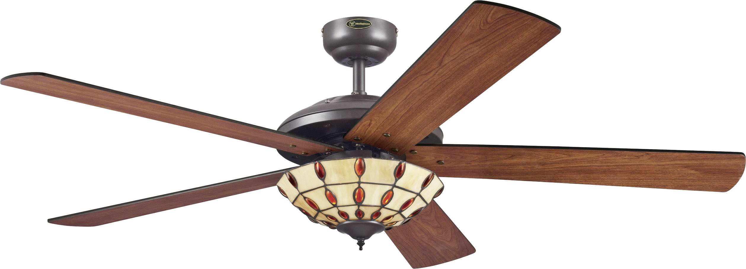 Westinghouse Comet Tiffany Deckenventilator 58W (Ø x H) 132cm x 380mm Espresso mit Beleuchtung, Wendbare Flügel, Winterbetrieb