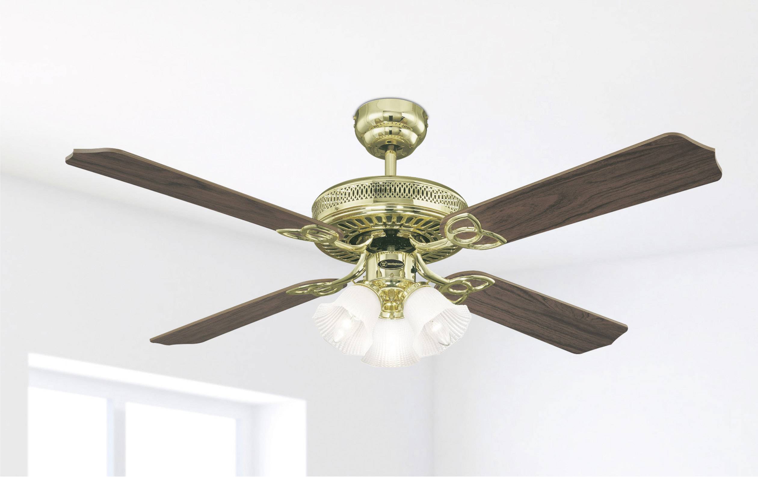 Westinghouse Monarch Trio Deckenventilator 59W (Ø x H) 132cm x 430mm Messing (poliert) Austauschbare Flügel, Wendbare Flügel, mit